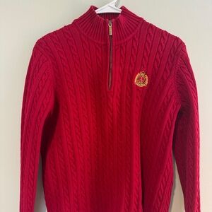 90s Ralph Lauren half zip pullover red cotton sweater